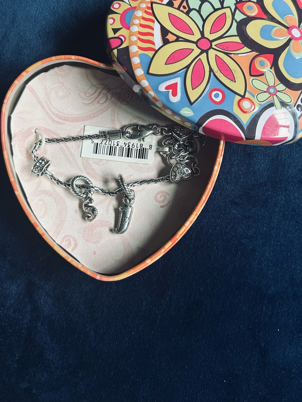 Brighton ABC Slide Charm Bracelet with  “S” and “J” Charms NWT